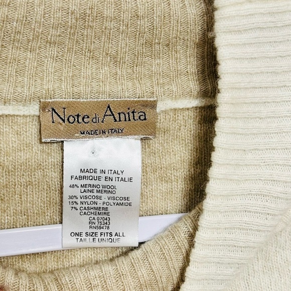 Note di Anita Cashmere and Merino Wool Blend Sweater Cape Poncho Made in Italy - Picture 4 of 6